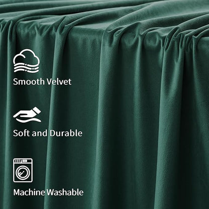 FMFUNCTEX Velvet Curtains Emerald Green Thermal Insulated Curtains