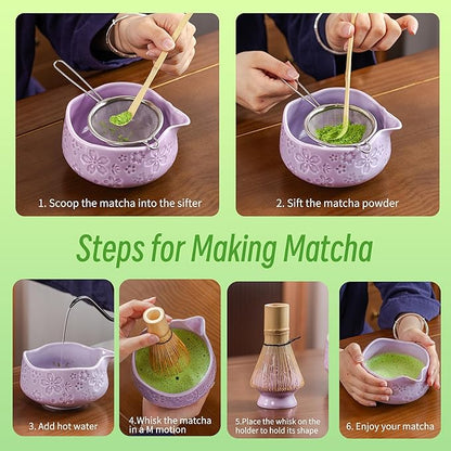 TEANAGOO 7-PCS Purple Matcha Whisk Set