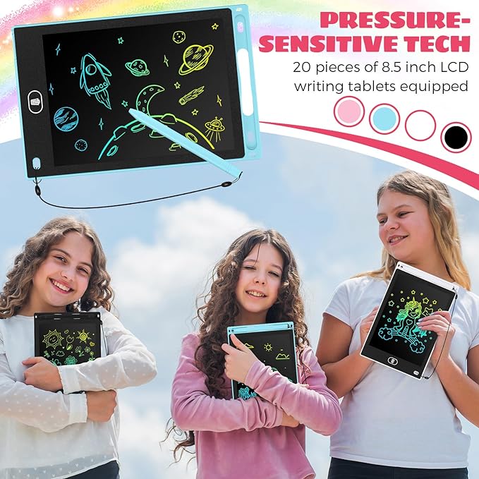 Zhehao 20 Pack LCD Writing Board for Kids, 8.5 Inches Doodle Reusable Screen Drawing Pad Erasable Painting Pads Educational Toy for 3-8 Years(Cute Color)