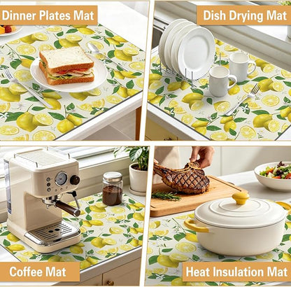 Kitchen Countertop Dish Drying Mat, Super Absorbent Coffee Bar Mat