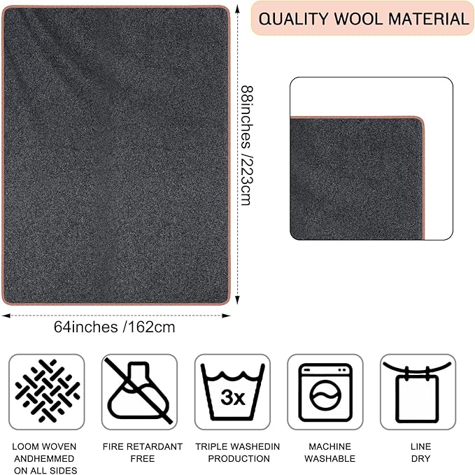 Peryiter 2 Pcs Military Wool Blanket Large 64" x 88" Camping Blanket Survival 3.3 Lbs Each Thick Thermal Washable Emergency Blanket for Outdoors Sporting Events Survival Kits (Gray, Army Green)