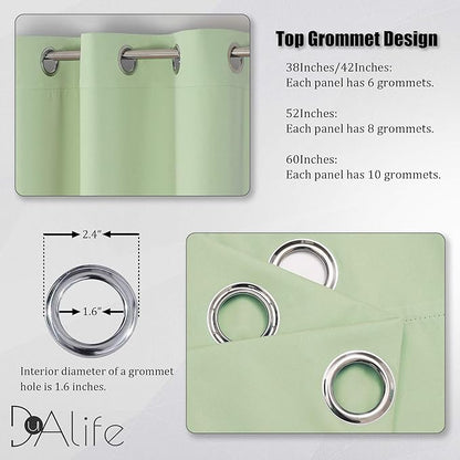 DUALIFE Light Green Blackout Curtain Panels/Drapes