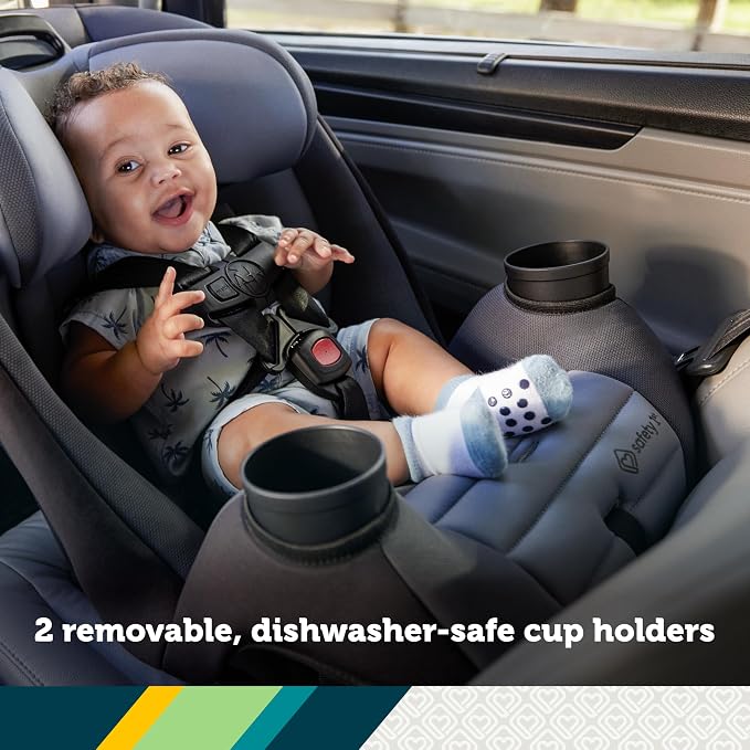 Safety 1st Ellaris 3-in-1 Convertible Car Seat, Slim Fit Design, Rear & Forward-Facing, 5-Position Headrest, Travel-Friendly with Machine-Washable Seat Pad, Peacock Blue