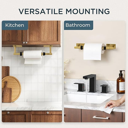 FORIOUS Paper Towel Holder Under Cabinet, Single Hand Operable