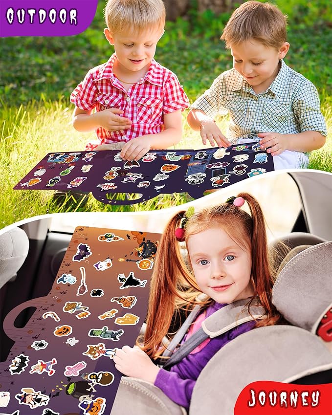 Reusable Sticker Book for Toddlers 2-4 Years, Stickers for Kids, Toddler Sticker Book Ages 1-3, Toddler Craft Activities, Toddlers Travel Toys Ages 2+ Boy Girl Birthday Gifts - Halloween