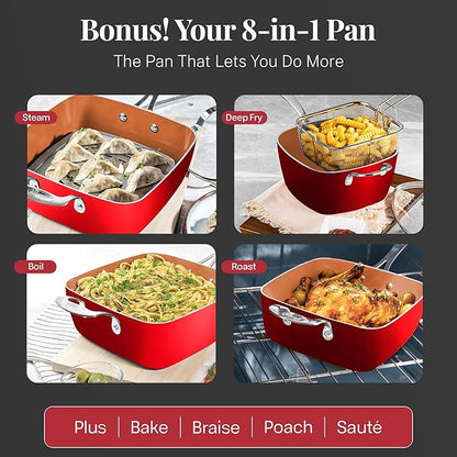 Gotham Steel 20 Pc Pots and Pans Set Nonstick Cookware + Bakeware Set, Complete