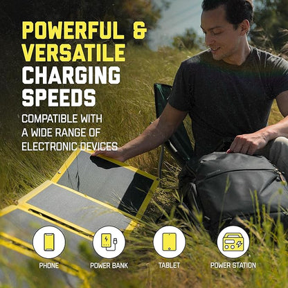 SunJack ??60 Watt Foldable Solar Panel, ETFE Waterproof Portable Solar Panel with Kickstands, USB-C PD30W, USB-A QC3.0, DC Output, Solar Panels for Camping, Hiking, Emergency Power