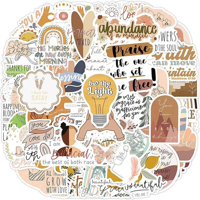 100PCS Boho Inspirational Stickers, Vintage Motivational Aesthetic Stickers for Women Adults Kids Teen Teachers, Retro Vinyl Waterproof Positive Decals for Laptop Water Bottles Phone Scrapbook