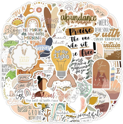 100PCS Boho Inspirational Stickers, Vintage Motivational Aesthetic Stickers for Women Adults Kids Teen Teachers, Retro Vinyl Waterproof Positive Decals for Laptop Water Bottles Phone Scrapbook