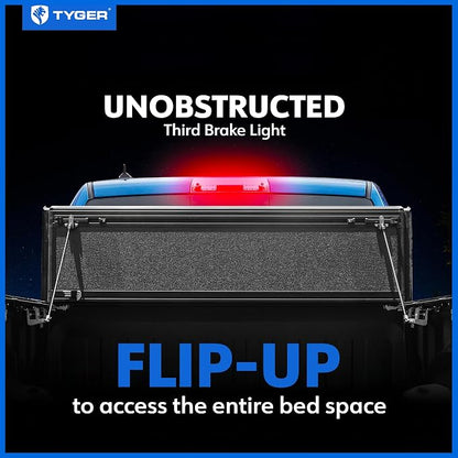 Tyger Auto T4 Flip-Up Low Profile Hard Alloy Truck Bed Tonneau Cover Compatible with 2022-2026 Toyota Tundra | 5.5' (67") Bed | TG-BC4T4426