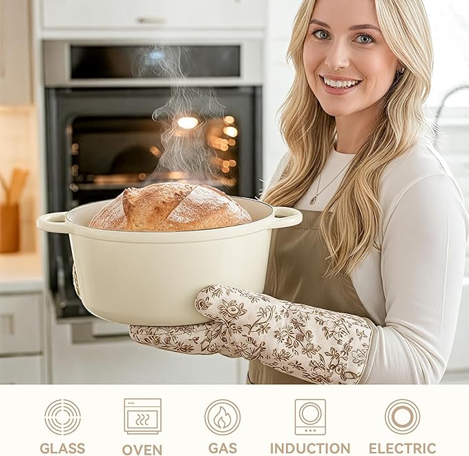 4.5 Quart Dutch Oven Pot with Lid, Non Stick Enameled Cast Iron Dutch Oven