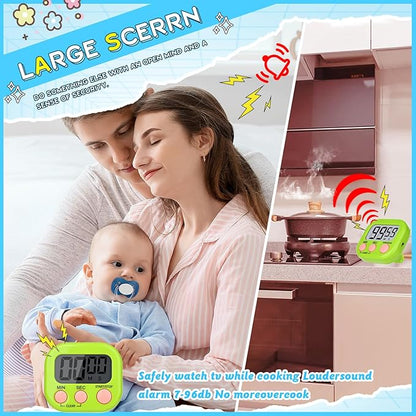 Mwellewm Digital Kitchen Timer 12 Packs Magnetic Classroom Stopwatch Timer 6