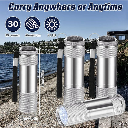 VIHOSE 20 Pcs Mini Flashlights Bulk, Bright Aluminum Handheld Flash Light with Lanyard Small LED Flashlights for Night Reading Emergency Hurricane Camping Hiking, Batteries Not Included(Silver)