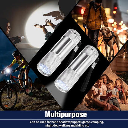 VIHOSE 12 Pcs Mini Flashlights Bulk, Bright Aluminum Handheld Flash Lights with Lanyard, Small LED Flashlights for Kids Night Reading Emergency Hurricane Camping Hiking Party Favors(Silver)