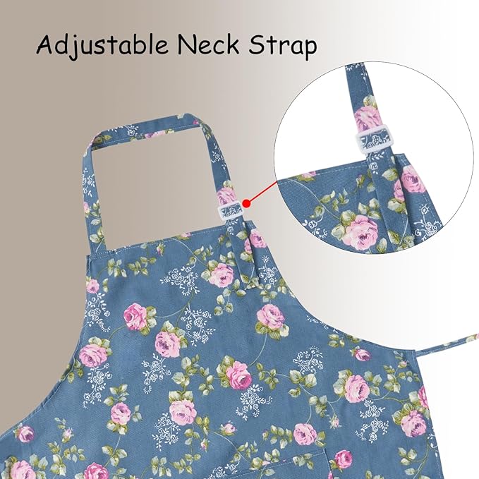 DILLMAN Aprons for Women with Pockets Cotton Linen Cooking Kitchen Baking Soft