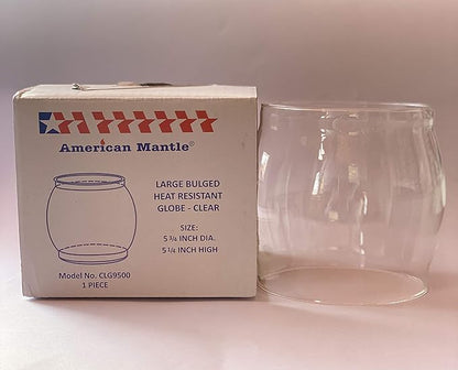 American Mantle Lantern Globe Replacement Height: 5¼" (133.35mm) Diameter 4 7⁄8" (123.83mm) | Clear Borosilicate Glass Fits Coleman Lanterns 214 282 285-700 288 321 355 5150-5159