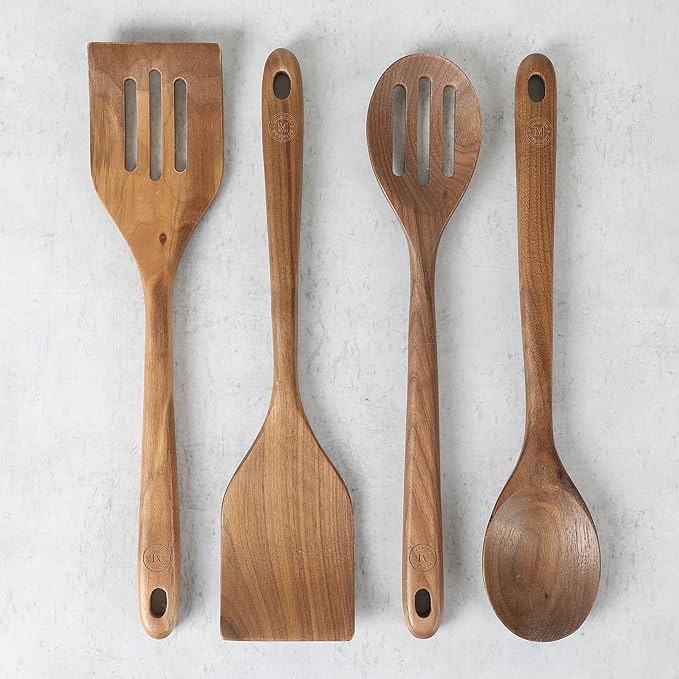 Martha Stewart Bainford 4-Piece Wooden Kitchen Utensil Set, Walnut – Cooking