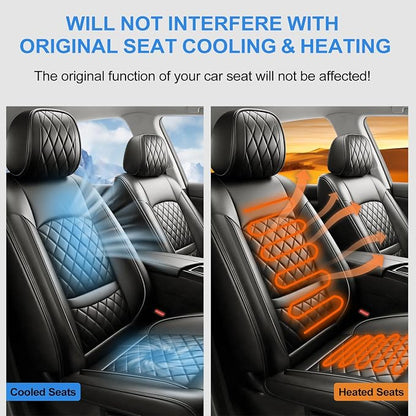 Car Seat Covers Compatible with Hyundai Kona 2018-2025 2026 - Waterproof & Breathable Luxury Leather All-Weather Seat Cushions Protectors, Airbag Compatible, Only 2 Front seat Covers (Black)