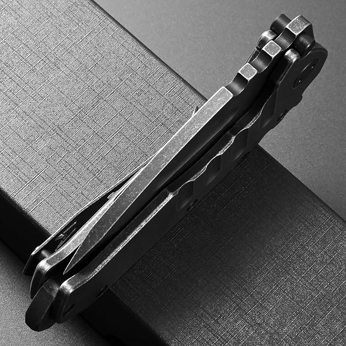 Ccanku C1137 Folding Knife, D2 Steel Blade Steel Handle EDC Tool Knife for Outdoor Camping Hiking Fishing (Steel)