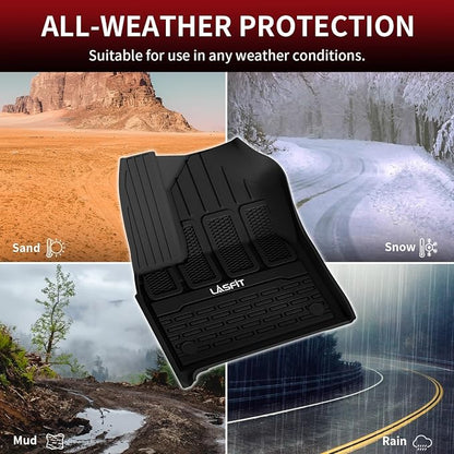 LASFIT Floor Mats & Trunk Mat for Jeep Wagoneer 2022-2025 7-Seat (NOT for 8-Seat/L/S) All Weather Custom Fit Car Floor Liners Black