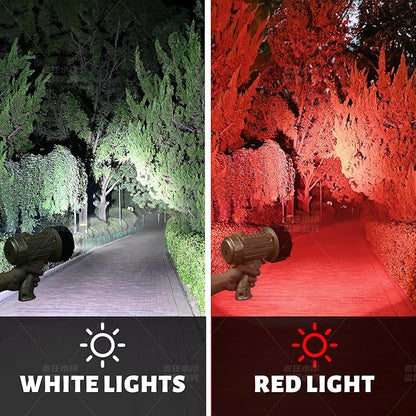 YIERBLUE Rechargeable Spotlight,Handheld Rechargeable Flashlight 200,000 Lumens LED, IP67 Waterproof 12 Hours Running for Boating, Camping, Hunting
