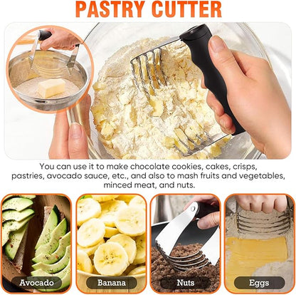 9PCS Stainless Steel Pastry Blender Set, 3 Cup Flour Sifter, Biscuit Cutter