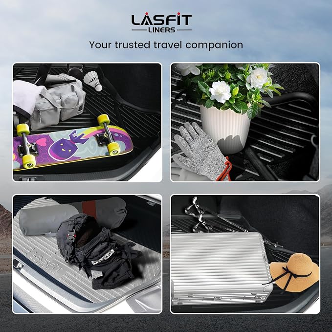 LASFIT Trunk Mat for Dodge Charger 2011-2023, for Chrysler 300 2011-2023, Fit Without Subwoofer, All Weather TPE Custom Fit Car Mats Cargo Liner Cargo Mat, Black