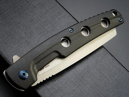 Eafengrow EF941 EDC Pocket Folding Knife D2 Steel Blade G10 Handle Pocket Clip with safety liner lock for Camping Survival Outdoor(Black)