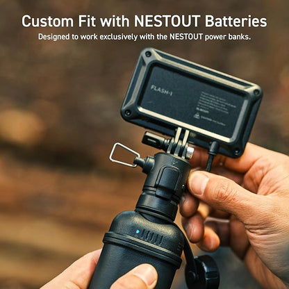 ELECOM NESTOUT Outdoor Camping LED Panel Flashlight w/Mini Tripod, Dimmable USB Powered LED Light, IP44 Water Dust Resistant, 30-1000 Lumen, Portable Lantern for NESTOUT Power Bank, Black (Flash-1)