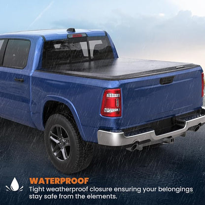 KUIPERAUTO Roll-Up Soft Vinyl Truck Bed Tonneau Cover Fleetside Compatible with 2019 2020 2021 2022 2023 2024 2025 2026 Ram 1500 New Body No RamBox On Top (6.4/6.5 FT Feed Bed)