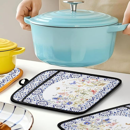 Colorful Wildflowers Floral Oven Mitts Set, Pot Holders