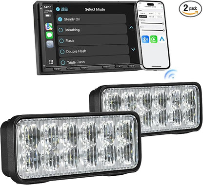 LED Pod Lights 36W Flood Beam, Smart App Controlled Off Road Driving Lights Supports CarPlay/Android Auto, IP67 Waterproof 6000K White Lamps for Trucks, ATV, UTV, SUV, Boat (2 Pack)