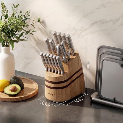 SMIRLY 15 Piece Knife Set with Block