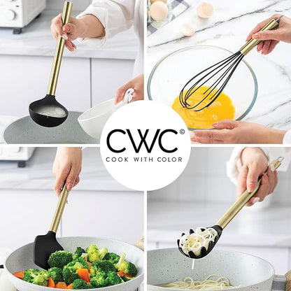 COOK WITH COLOR Silicone Cooking Utensils, Kitchen Utensil Set, Cooking Utensils