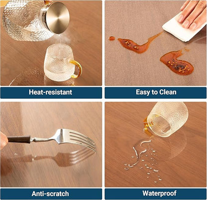 Clear Table Cover Protector Rectangle 42 x 72 Inch, 1.5mm Transparent Plastic Table Protector Waterproof, Anti-Scratch Clear Desk Mat for Office Desktop Dresser Dining Table, FDA Compliant