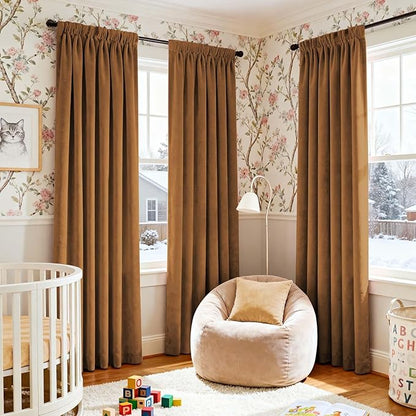 Lazzzy Velvet Blackout Curtains Thermal Insulated Room Window Drapes Super Soft