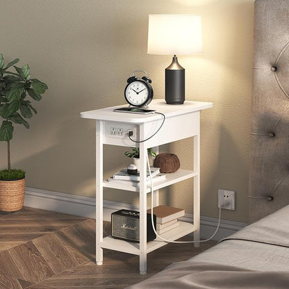 LIDYUK End Table with Charging Station, Nightstands Set of 2