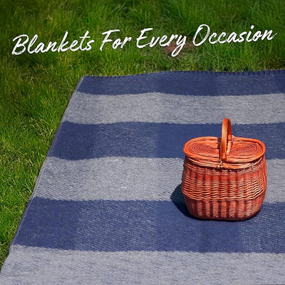 M MCGUIRE GEAR Warm Wool Bunkhouse Plaid Blanket for Camping, Home, Survival, or First Aid, 64" x 90" (Green/Navy)