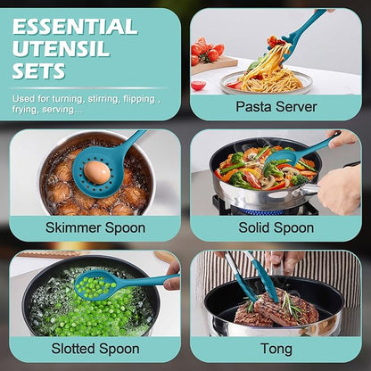 Homikit Silicone Cooking Utensils Set, 15-Piece Nonstick and Heat Resistant