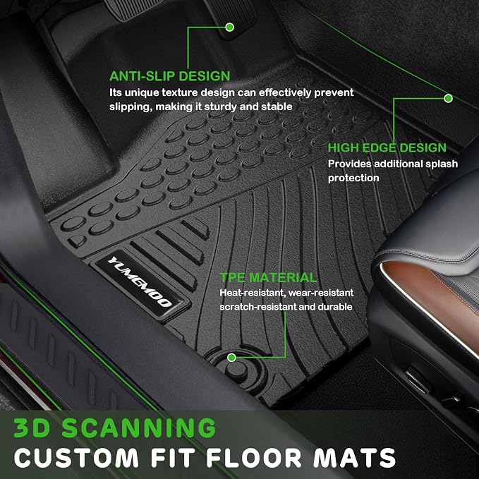 Floor Mats for Honda Civic 2022-2026 Gas Sedan(2nd Row w/o USB Port) & 2026 Sedan Hatchback Si Hybrid TPE Floor Liners Fit for Civic 1st & 2nd Row & Door Sill Guards Anti-Slip Full Set Car Mats