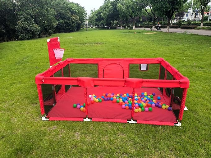 Gaorui Large Kids Baby Ball Pit - Portable Indoor Outdoor Baby Playpen Toddlers Children Safety Play Yard Fun Activities Popular Toys (Not Includes Balls) (Red)
