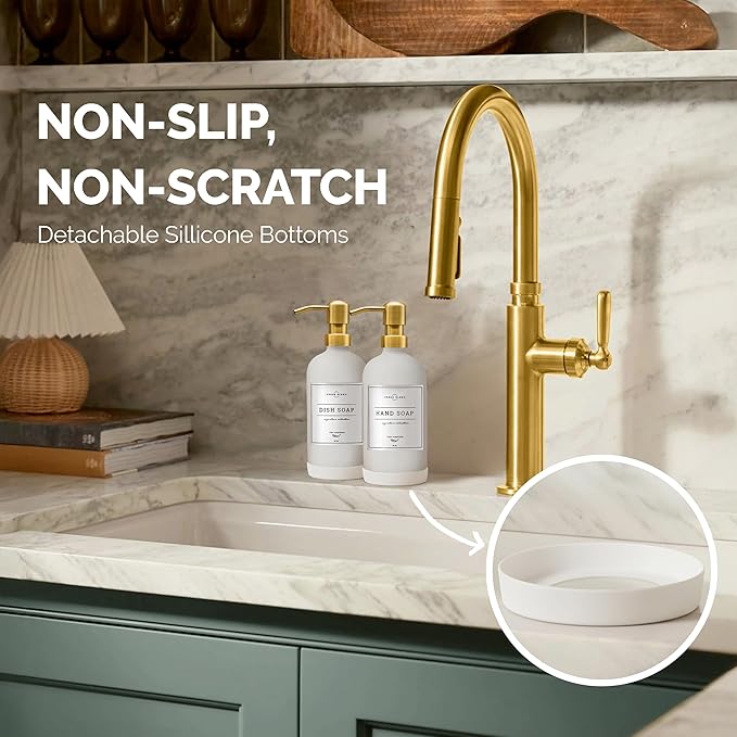 Vine Creations Glass Soap Dispenser, 2 Pack Kitchen Soap Dispenser Set