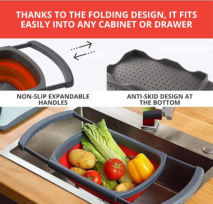 Set of 3 Red Food Strainer for Kitchen