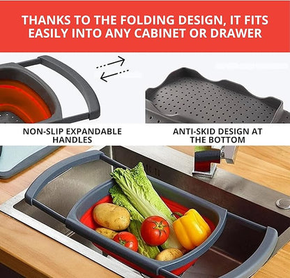 Set of 3 Red Food Strainer for Kitchen