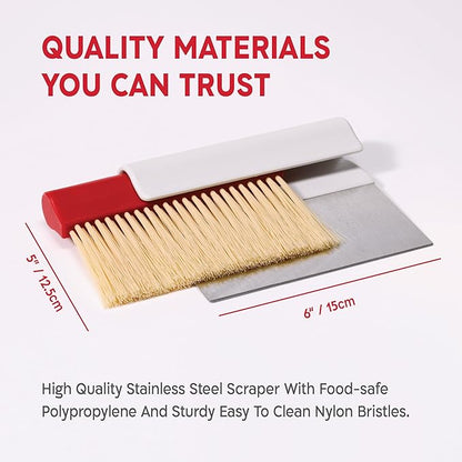KneadAce Dough Scraper & Baker’s Brush Set. Stainless Steel Bench Scraper &