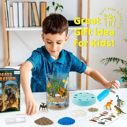 Light Up Dinosaur Terrarium Kit for Kids, Educational Science Kits STEM Projects,DIY Gardening Kit Arts Crafts Activity Creative Dinosaur Toys,Christmas Birthday Gifts for Boys Girls Ages 4 5 6 7 8-12