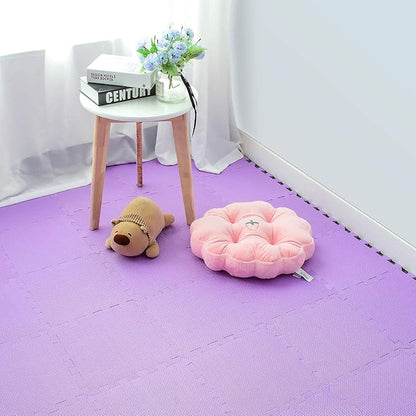 qqpp EVA Rubber 18 Tiles Interlocking Puzzle Foam Floor Mats - Baby Play Mat for Playing | Exercise Mat for Home Workout. Purple. QC-Kb18N