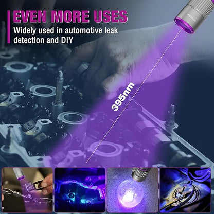 EverBrite Rechargeable Pen Flashlight with UV Light and White Light, 395nm Black Flashlight with Clip, Zoomable 4 Modes with Memory, USB C Cable, for Camping, Emergency, Pet Urine Detection,Grey