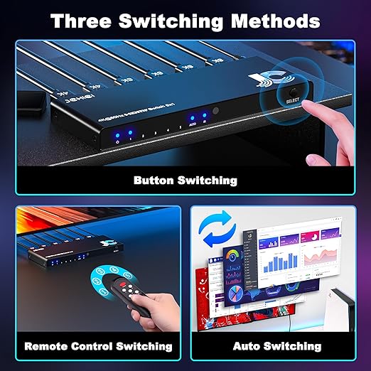 JCHICI 4K HDMI Switch 5x1 with Remote