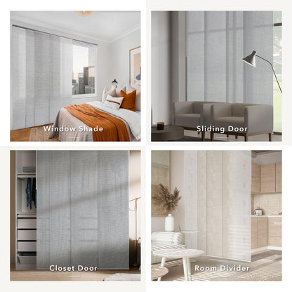Cordless Panel Blinds Semi-Sheer 45.8"-86" x 96", Tulip Noir | Cordless Semi-Sheer Panel Blinds for Windows, Sliding Glass Doors and Room Dividers with Adjustable Track